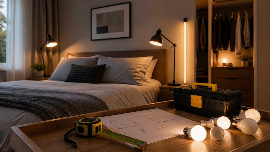 Bedroom lighting ideas with warm lamps bulbs plan and toolbox