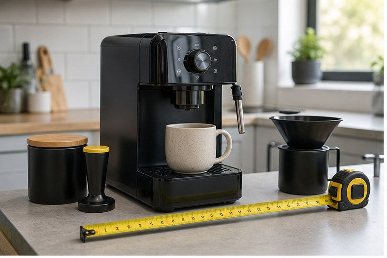 Coffee machine buying guide with counter space measured