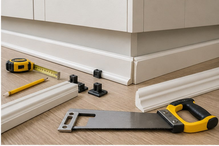 Kitchen plinth cornice and pelmet trim fitting tools