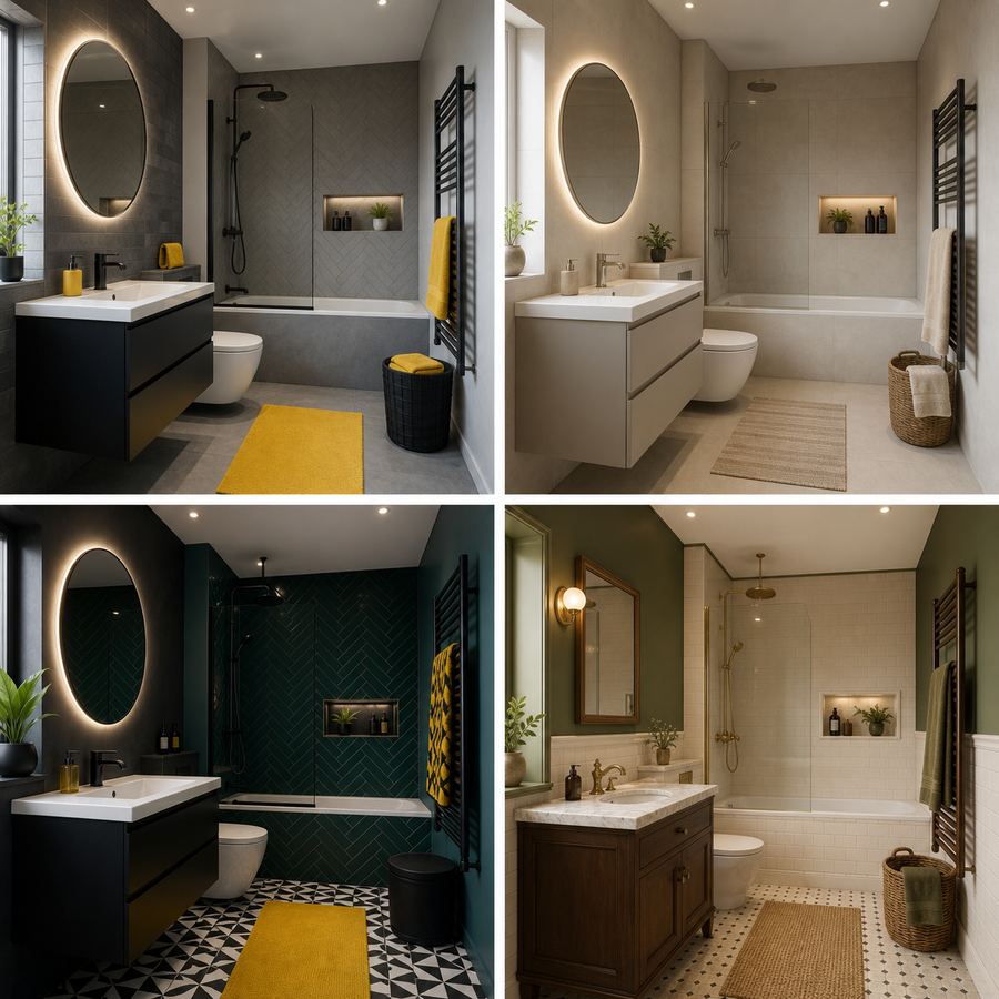 Bathroom ideas in modern simple bold and traditional styles