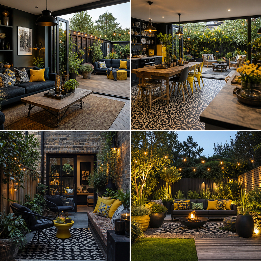 Four bold interior and garden style ideas carrying the same look through the home
