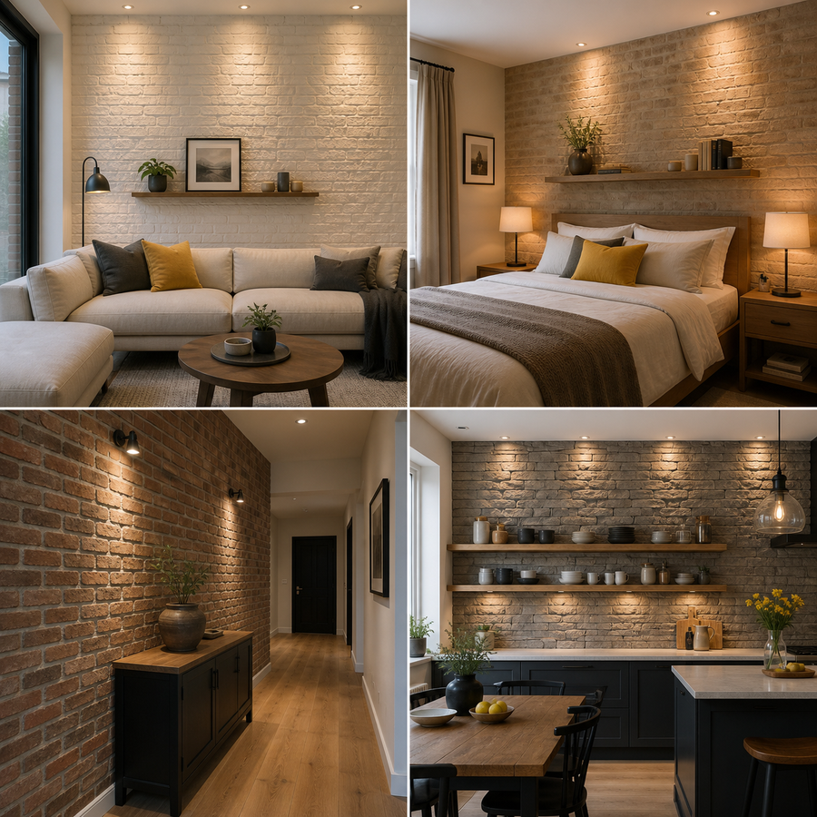 Four interior brick and stone texture wall treatments for UK homes