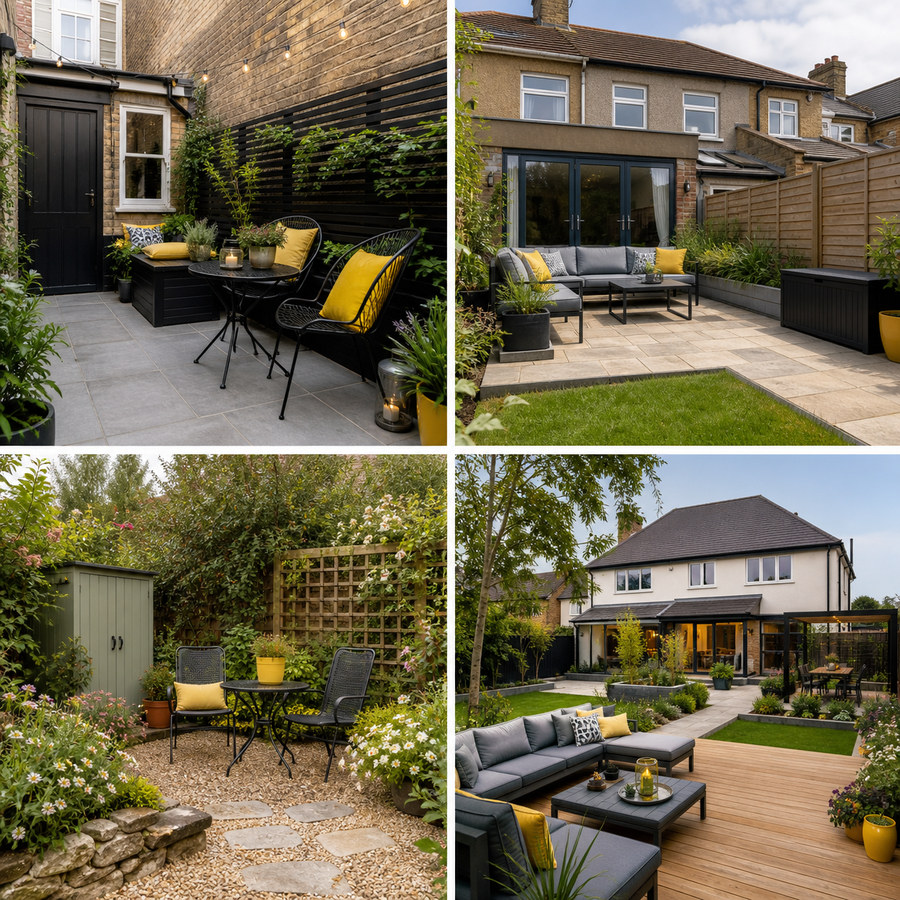 Four garden seating area ideas for courtyards patios cottages and larger gardens